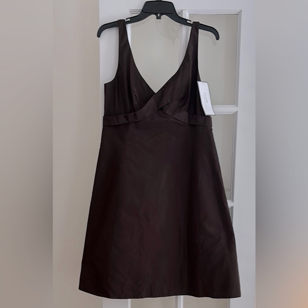 NWT J. Crew 100% Silk Chocolate Brown Special Occasion Cocktail Party Dress 10
